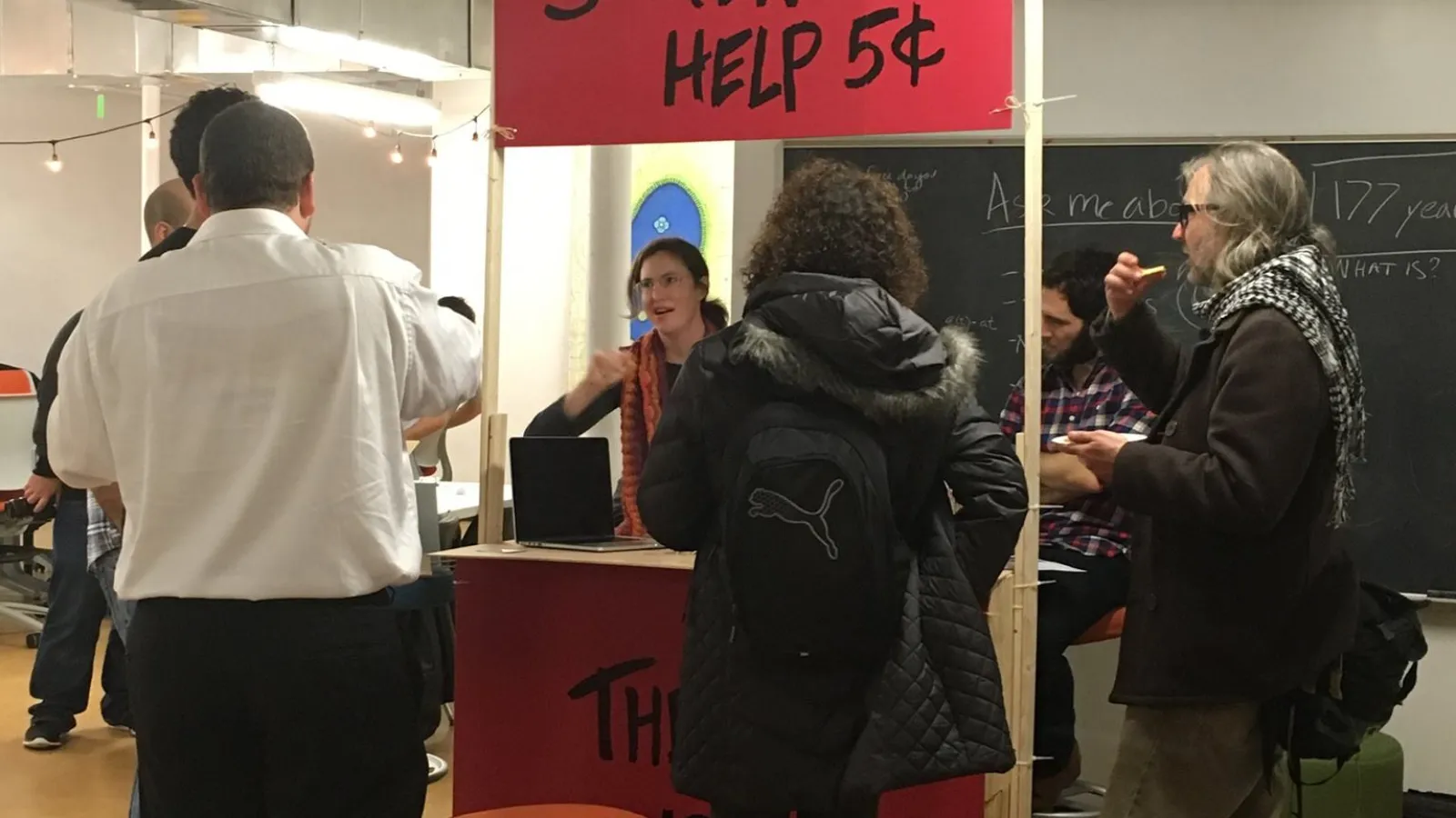 Kiosk where STEAM Members sat to give science advice