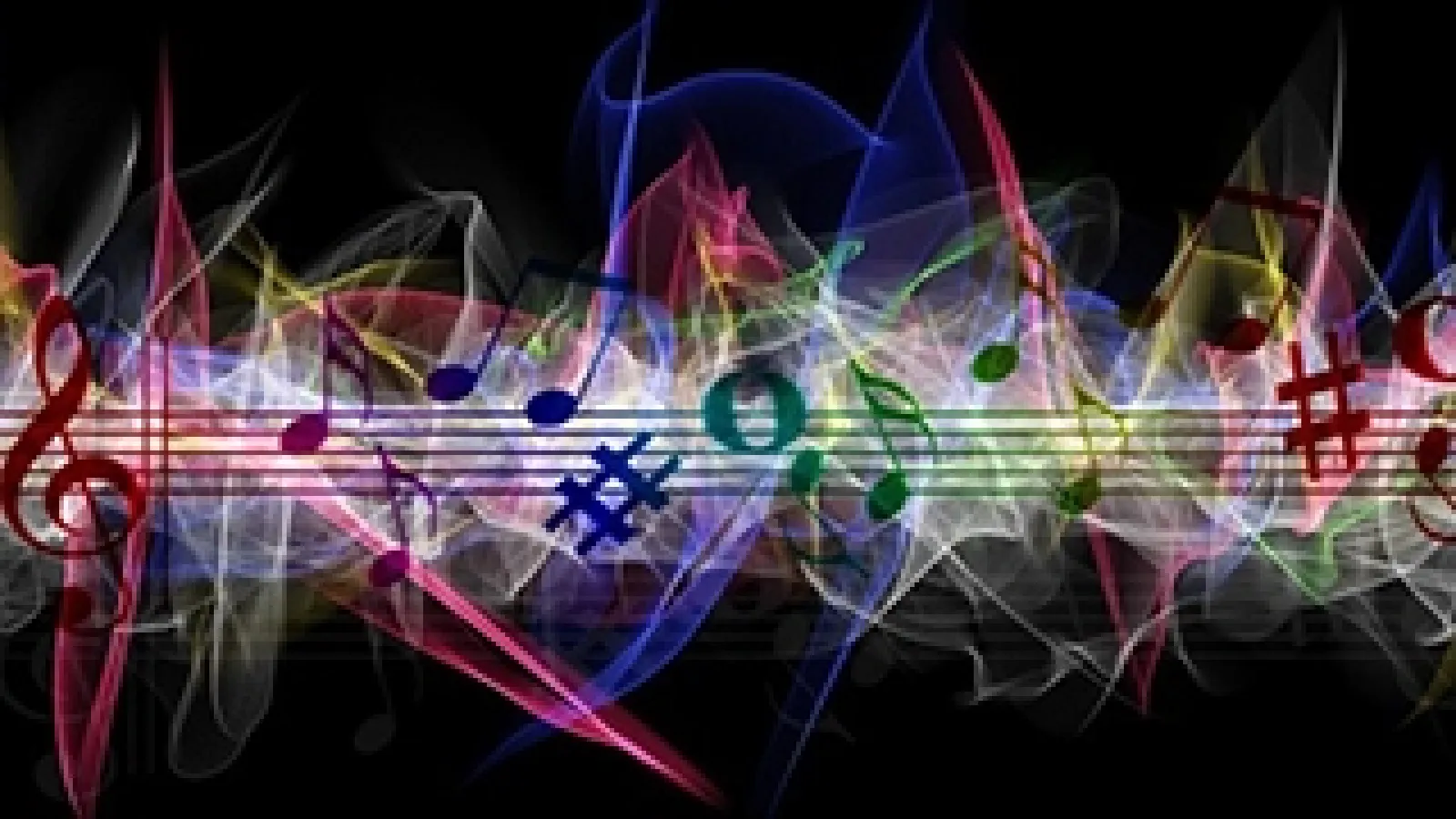 musical notes on a colorful abstract backdrop
