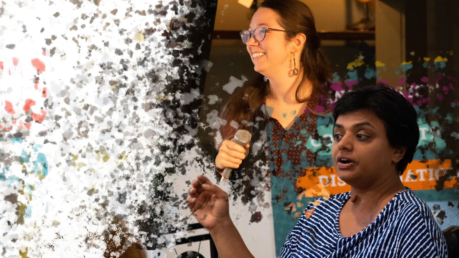 Katherine O'Brien and Sathya Gopalakrishnan giving talks