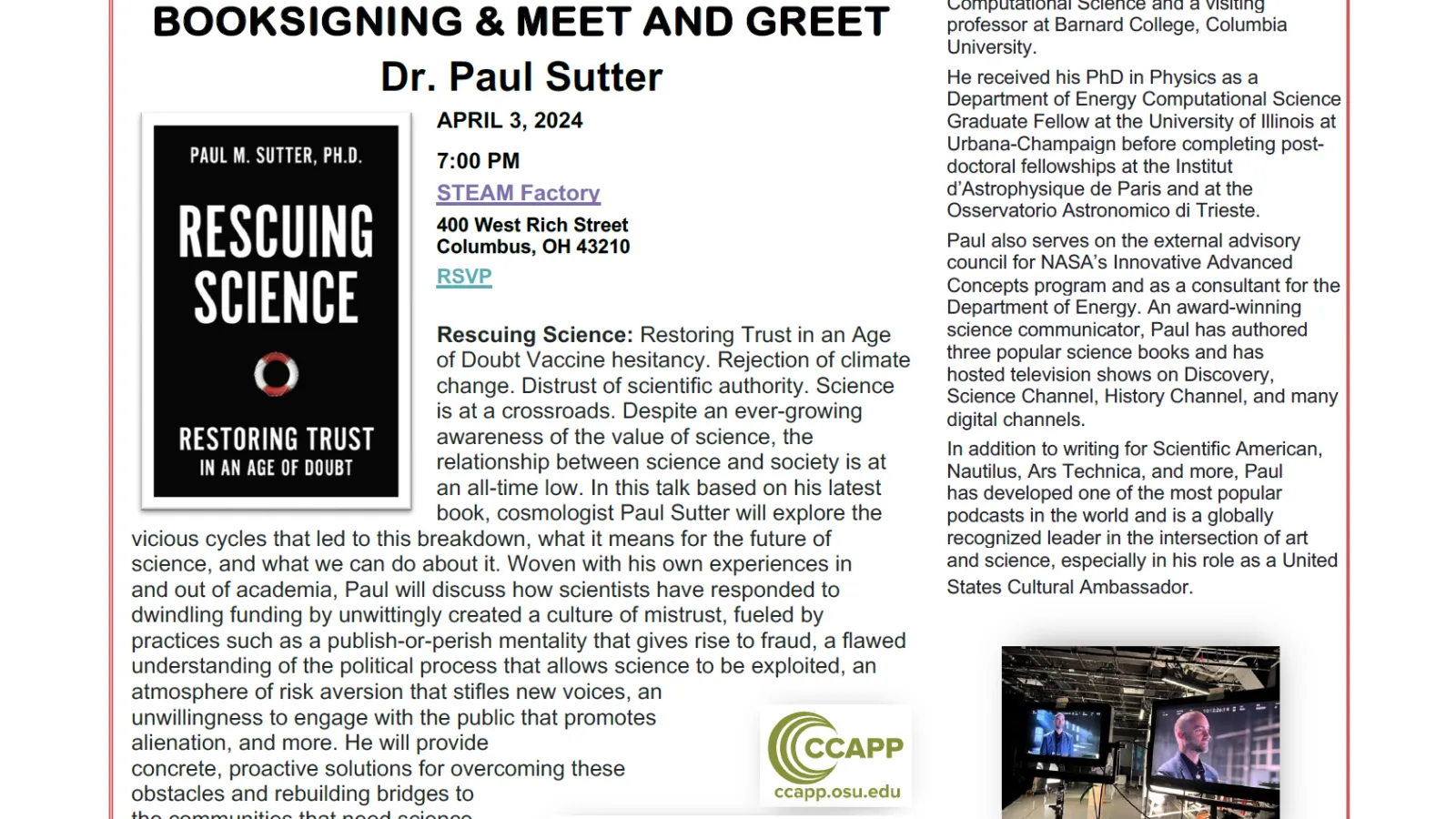 Flyer for event (information in article)