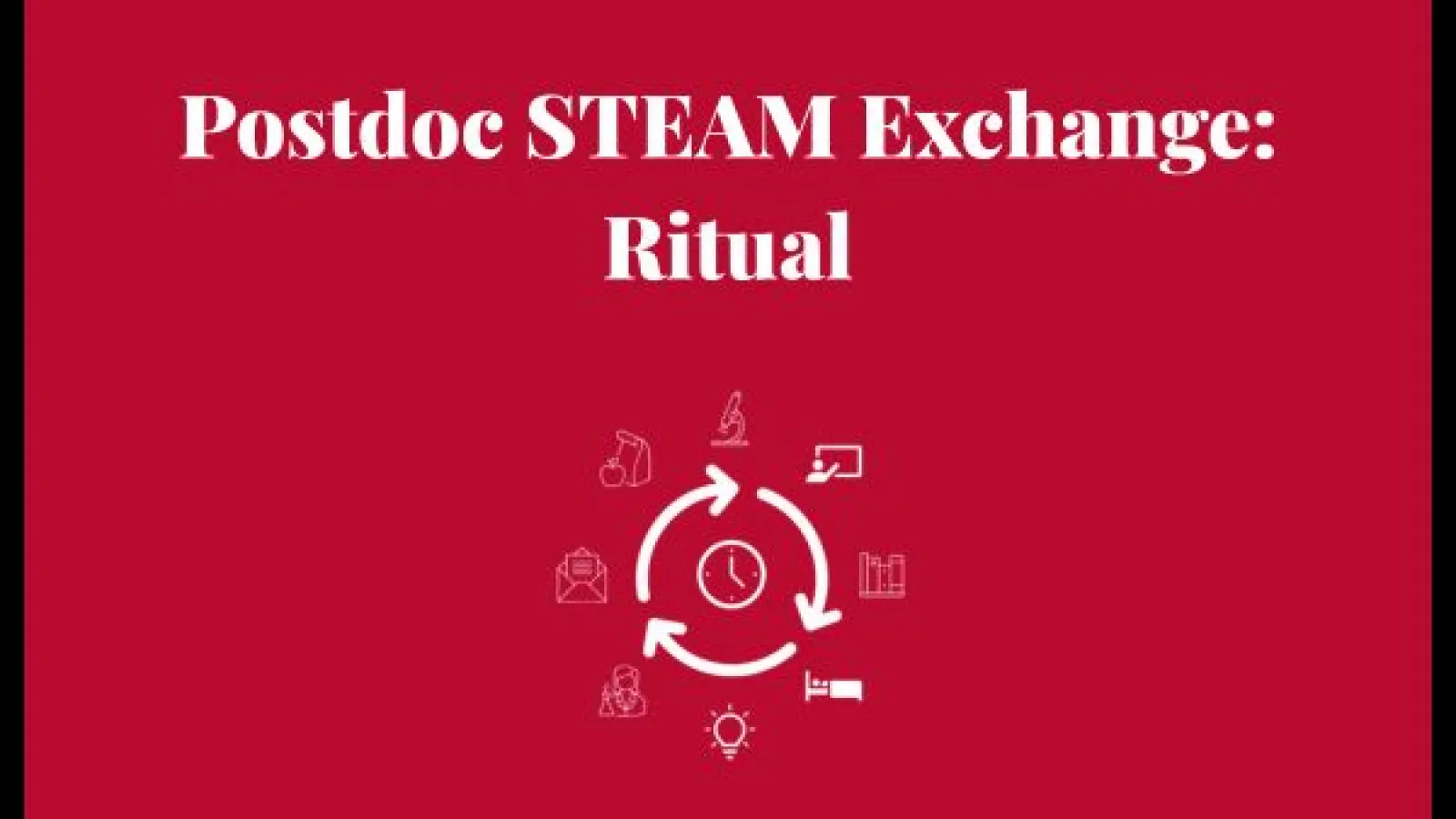 Decorate image with text 'Postdoc STEAM Exchange: Ritual'
