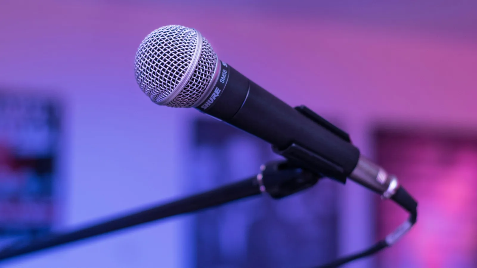 A microphone on a stand