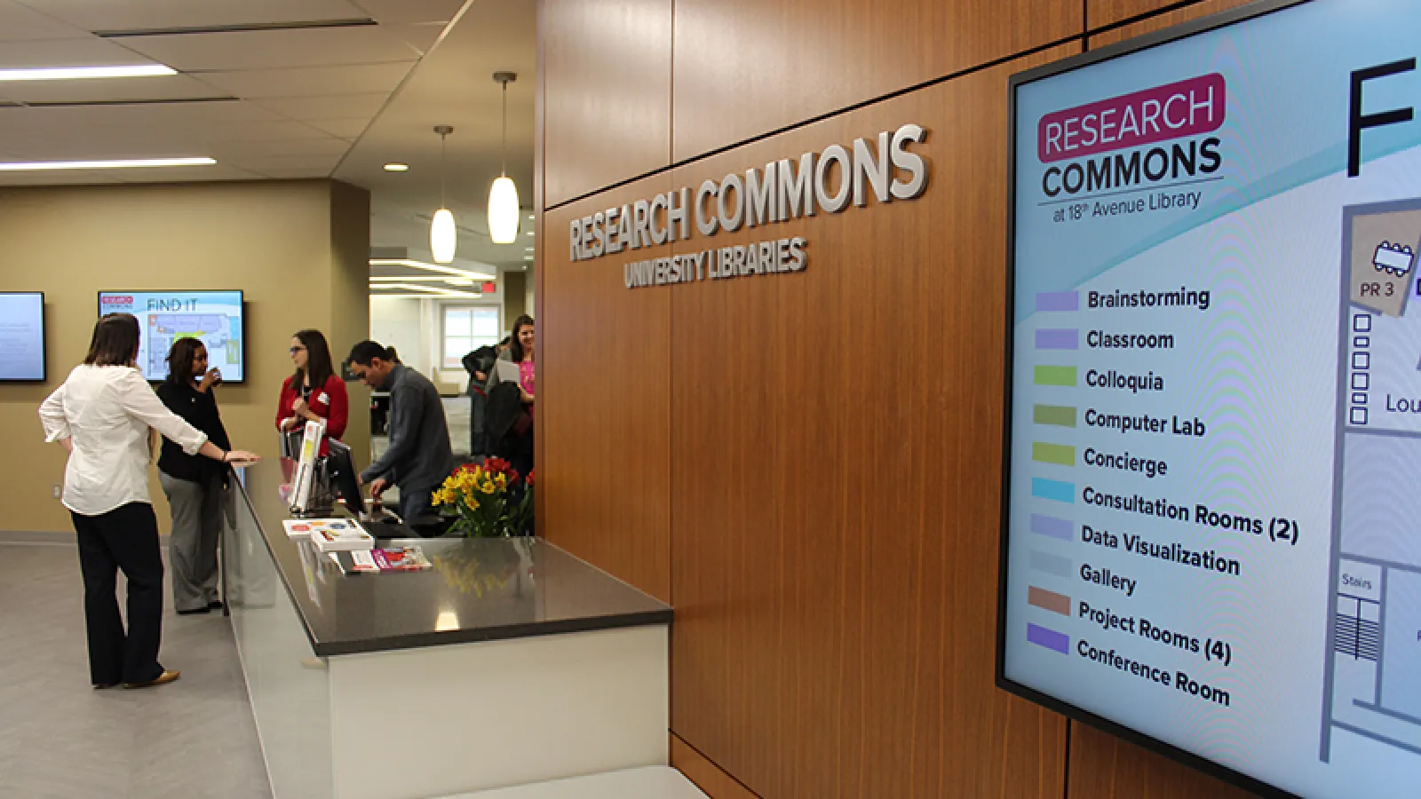 reception desk of the Research Commons