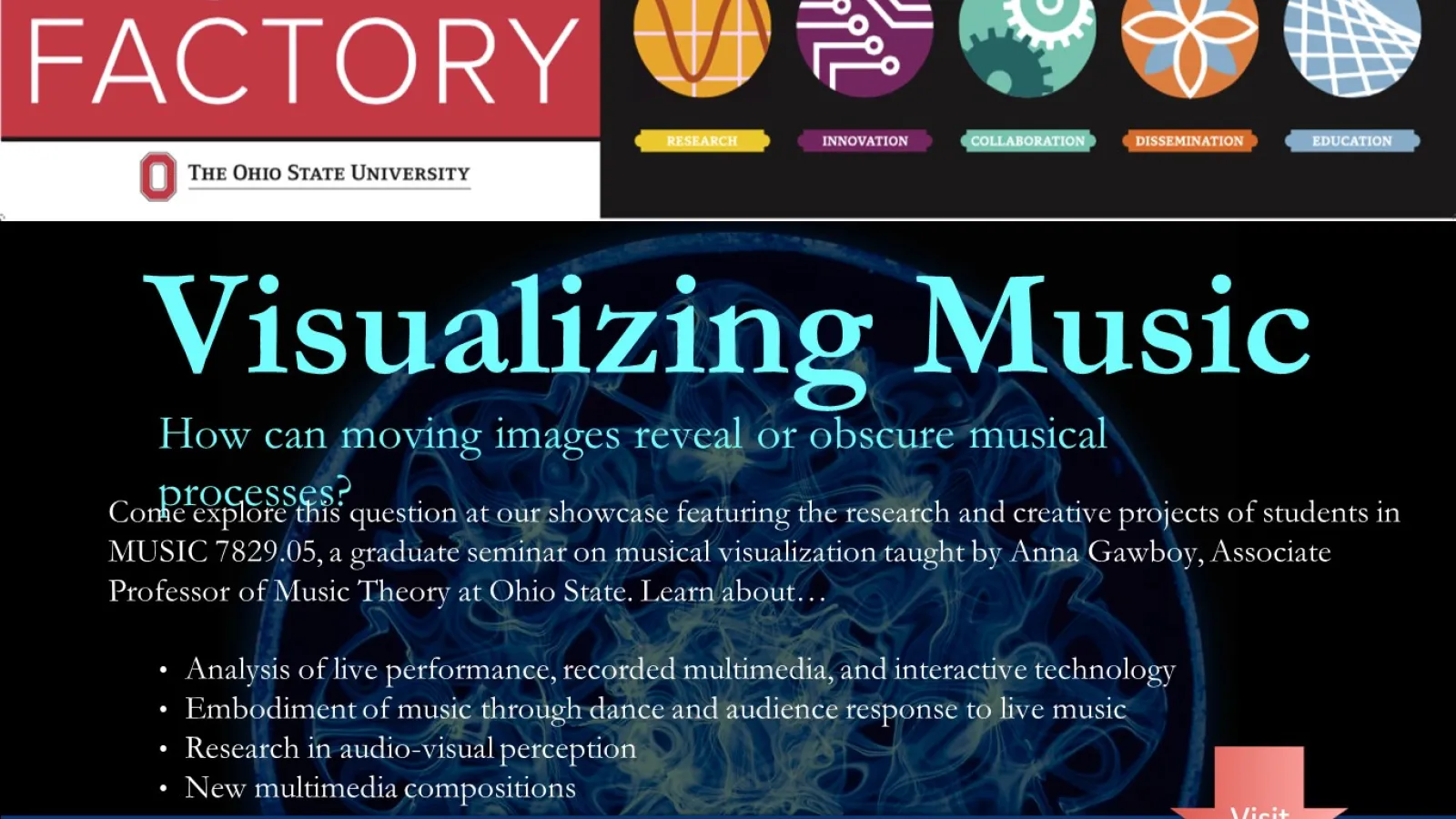 Visualizing Music Flyer for STEAM Factory Franklinton Friday