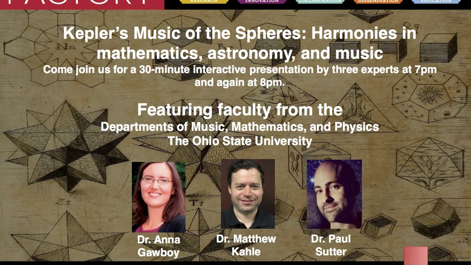 Join us for Kepler's Music of the Spheres at 7 and again at 8