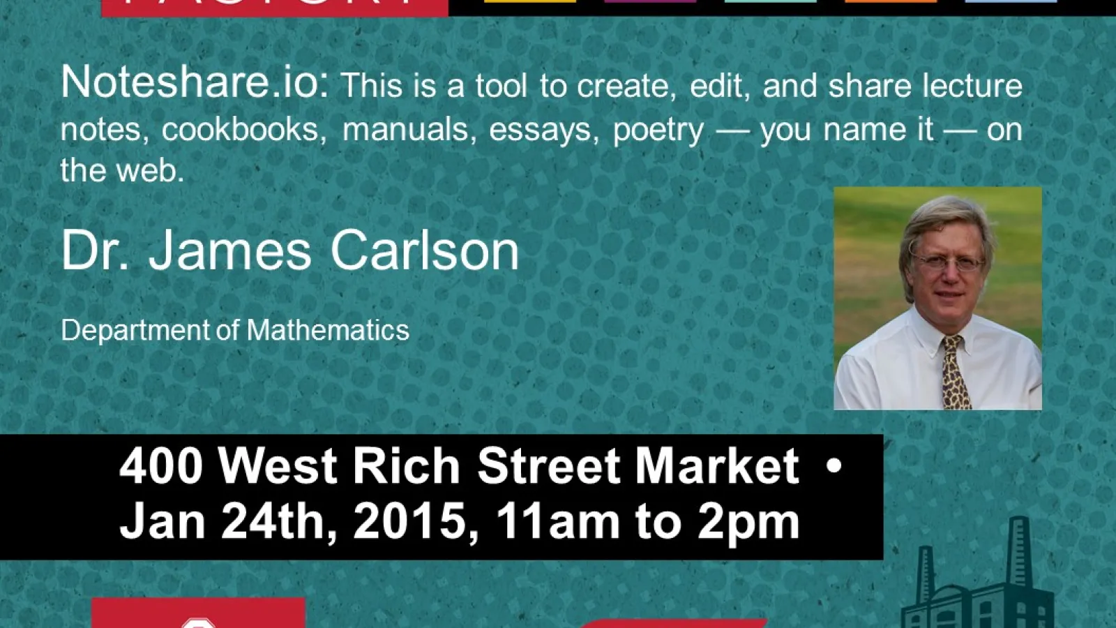 Flyer for STEAM at 400 West Rich Market on January 24, 2015