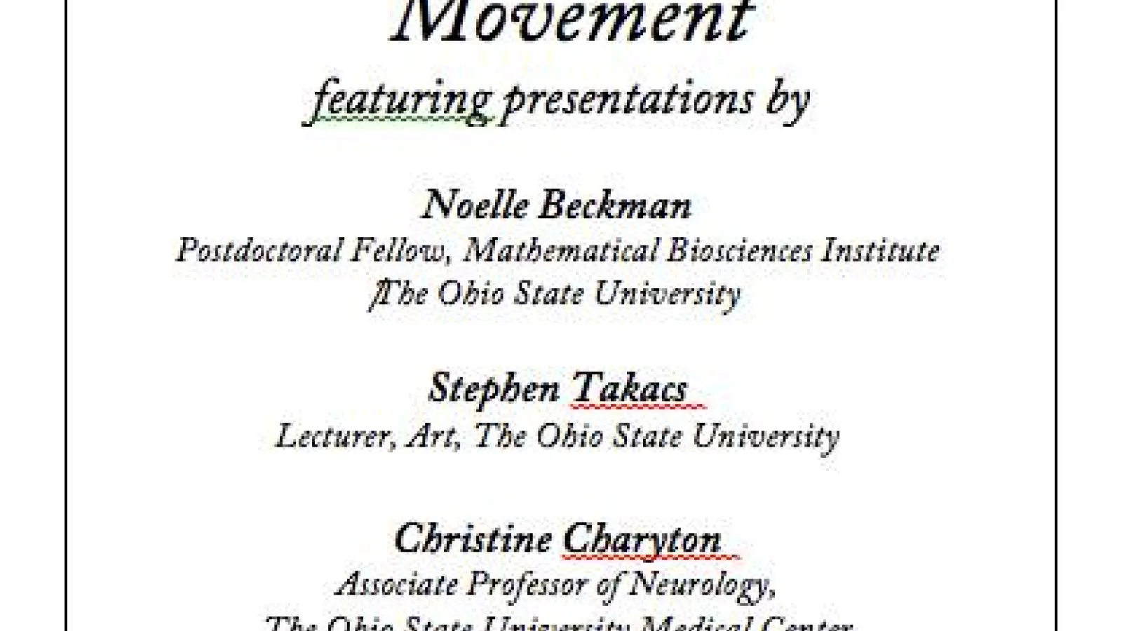 Flyer for November STEAM Exchange Meeting - Topic: Movement