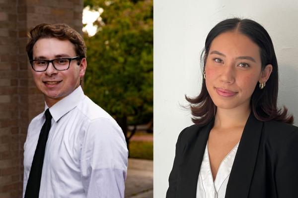 Headshots of Michael Smoley and Sophia Buskirk