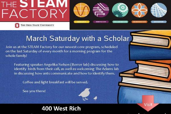 Saturday with a Scholar flyer for March