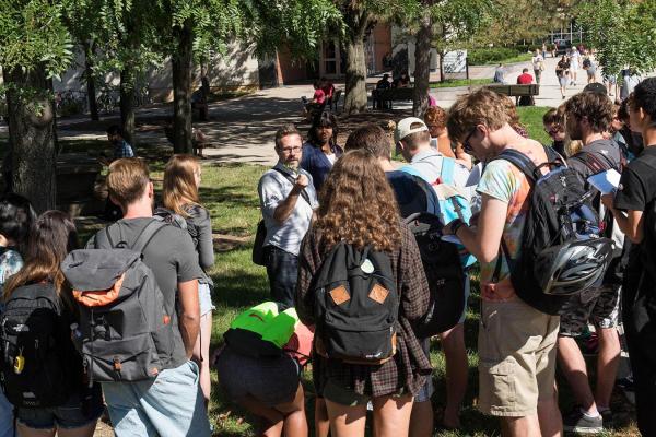 Students in outdoor class