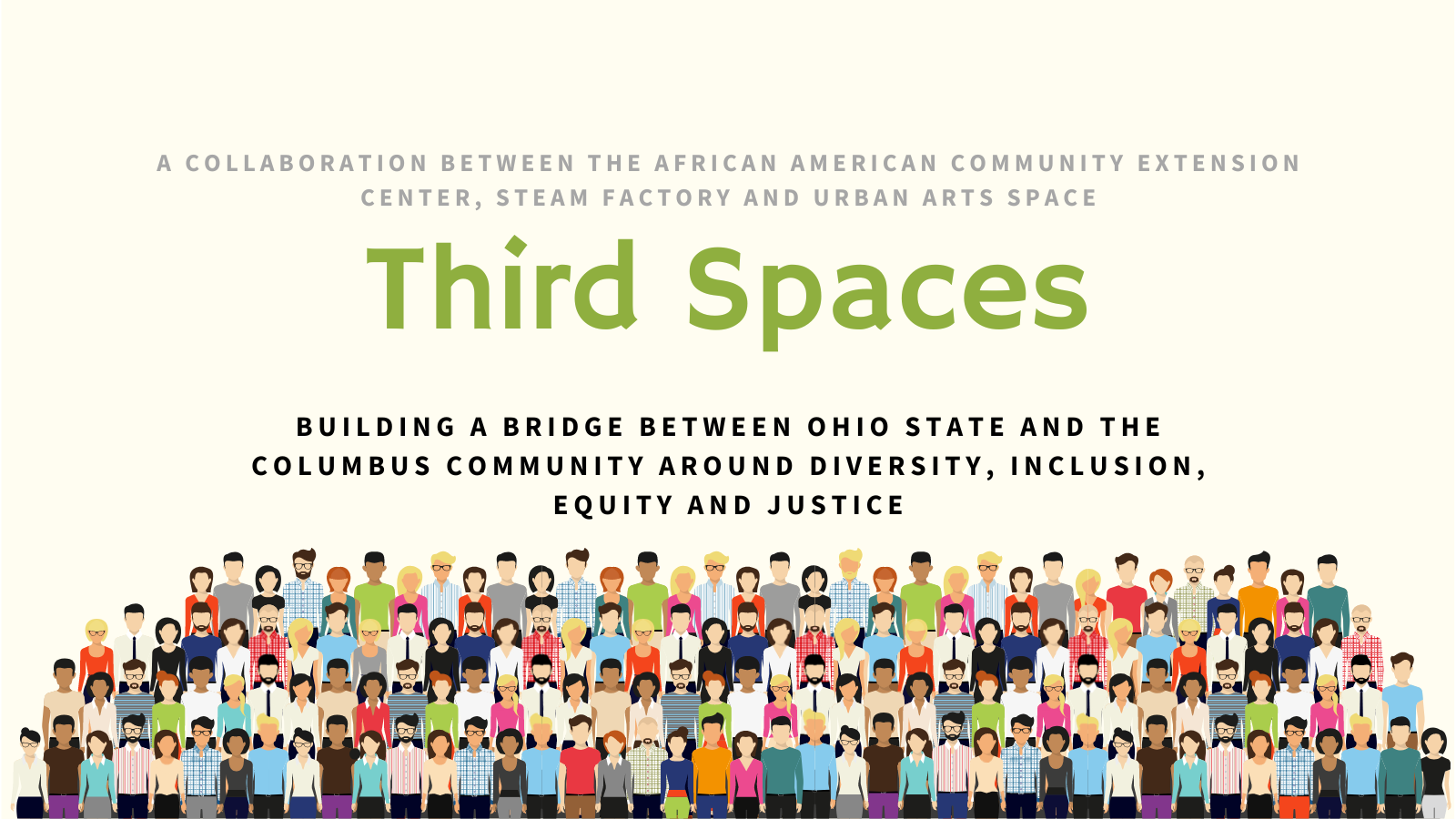 A collaboration between The African American Community Extension Center, STEAM Factory and Urban Arts Space: Third Spaces - Building a bridge between Ohio State and the Columbus community around diversity, inclusion, equity and justice