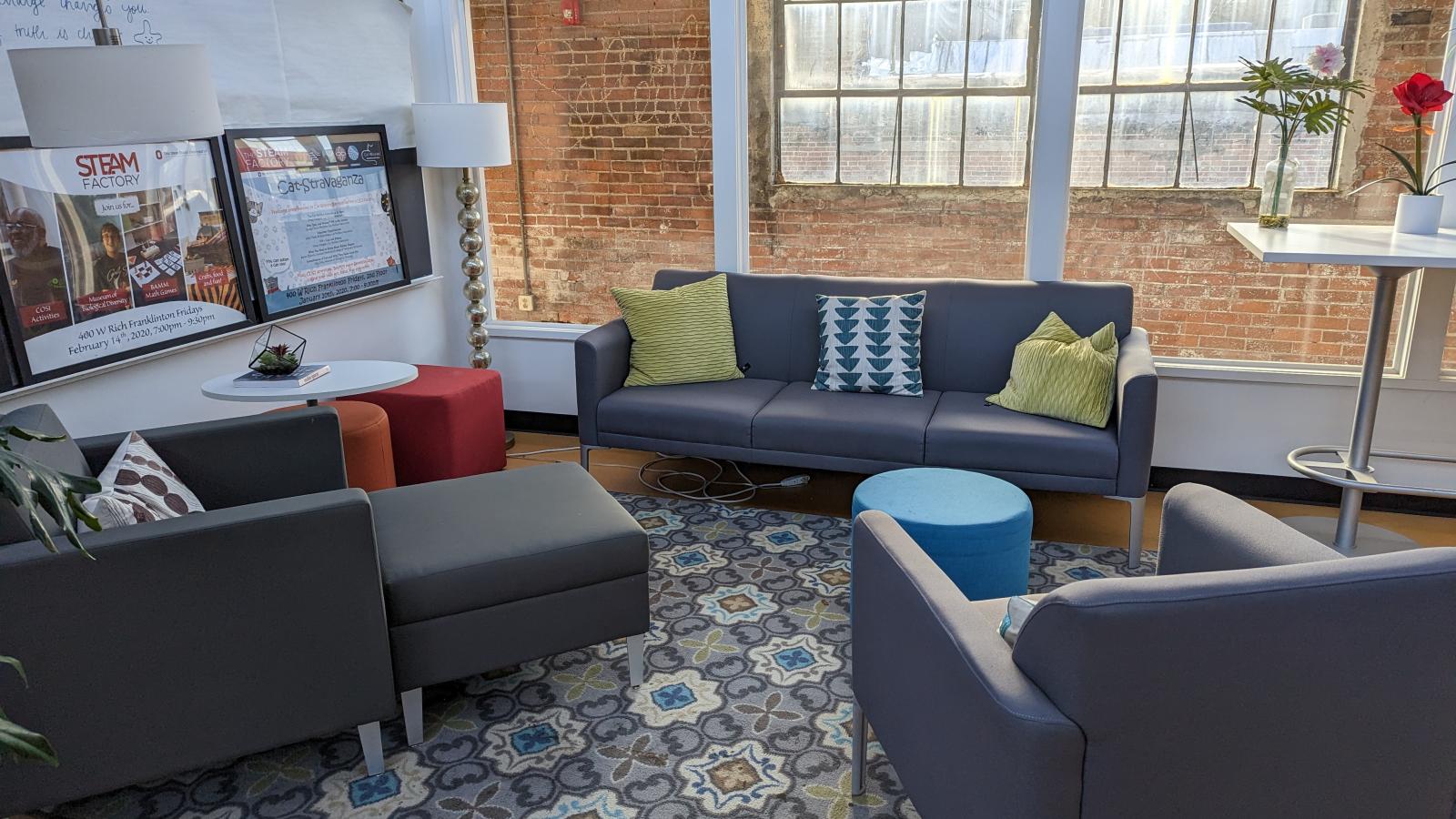 A small breakout area in our main space. This area features comfortable couch seating for multiple people.