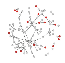 A figure of connected nodes representing the state of STEAM Factory's network as of 2017,&nbsp;highlighting new members in red.&nbsp;&nbsp;